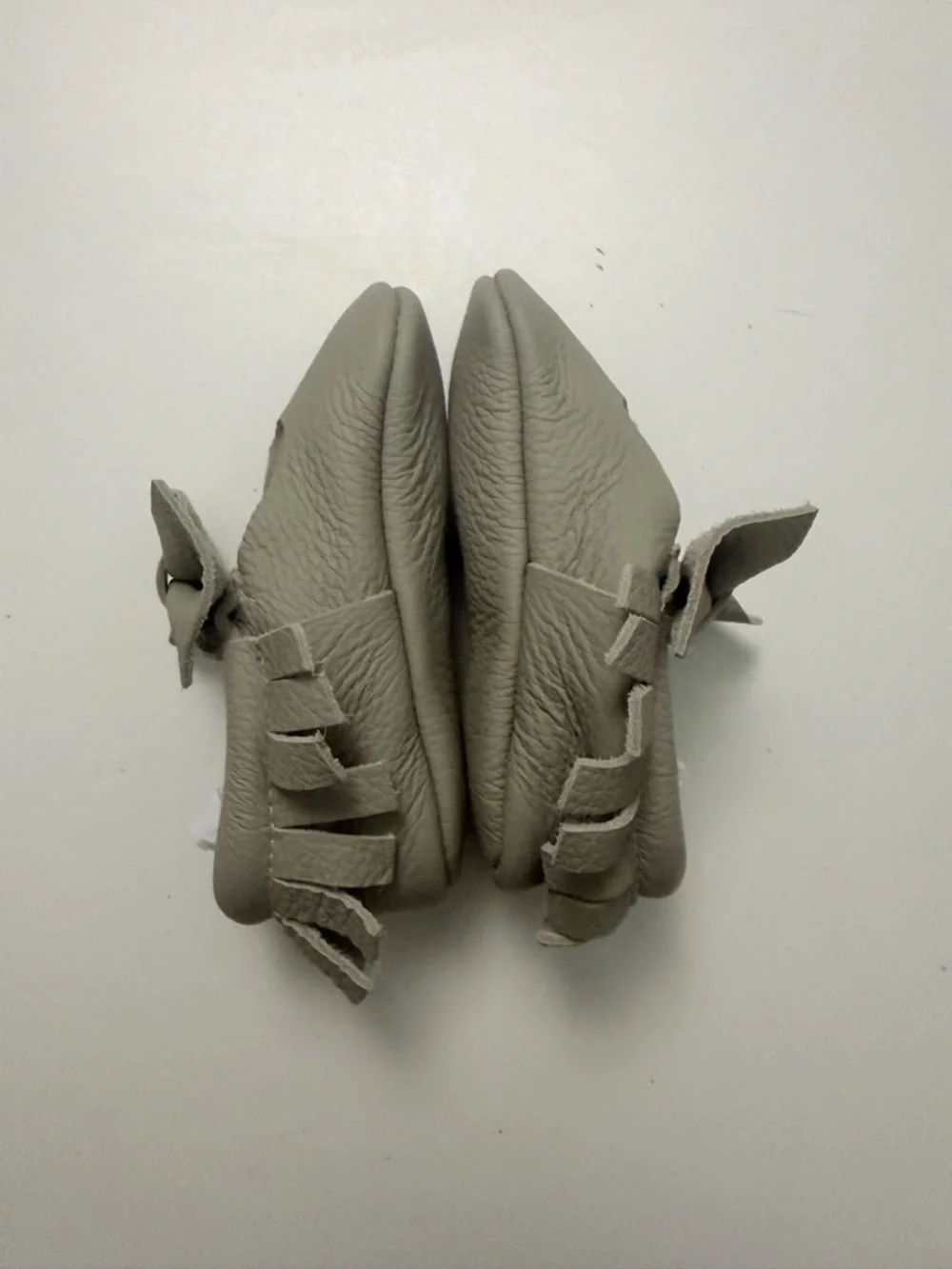 Bare Soles Moccasins Leather Soft Bow Grey Baby 12-18m Size 4